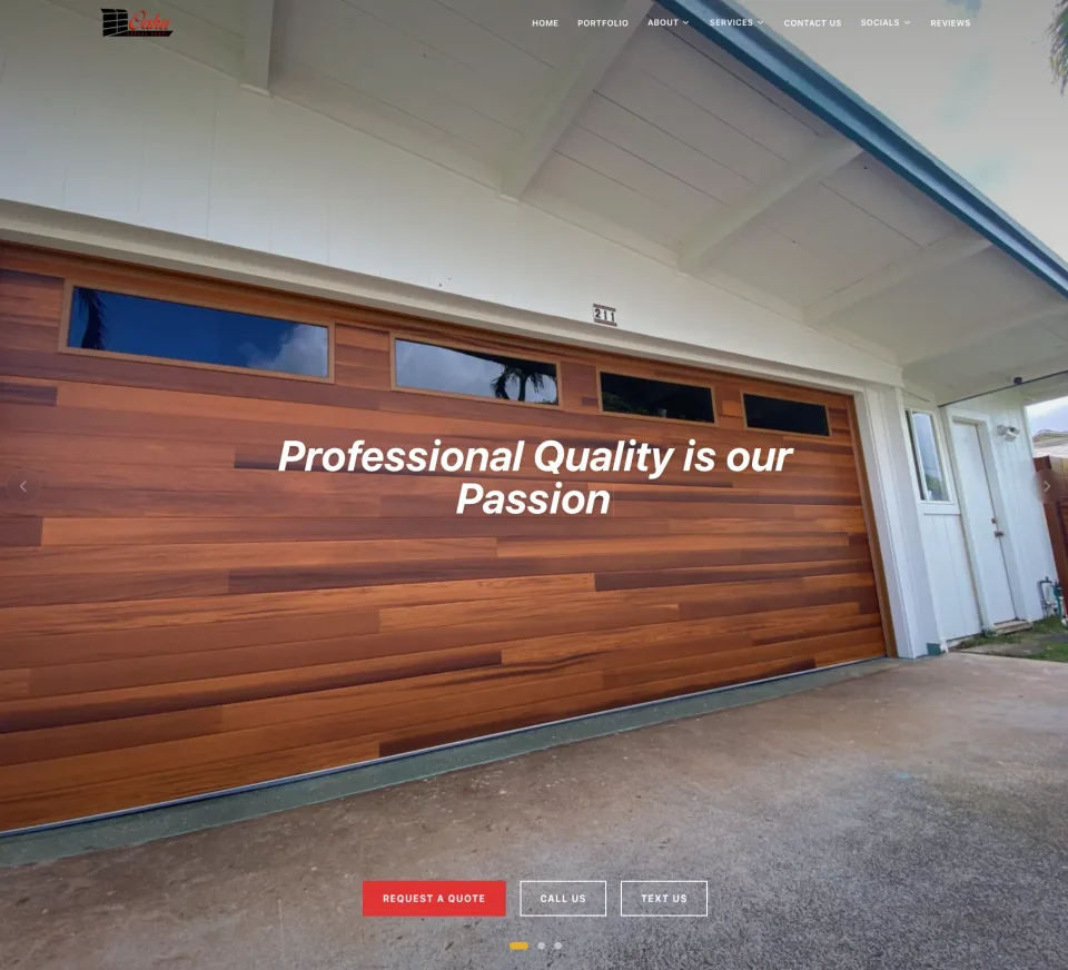 Oahu Garage Doors website, showing its garage door photography
